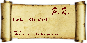 Pödör Richárd névjegykártya